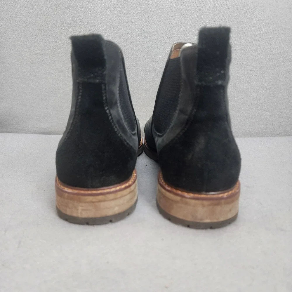 Florsheim Chelsea Boots Black Leather Suede Lug Sole Mens 8M 11964-010